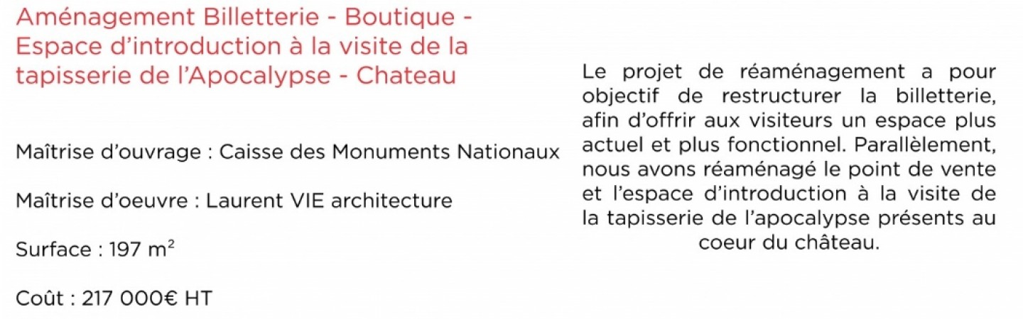 Laurent Vié - Aménagement billetterie boutique visite Château d'Angers (49)