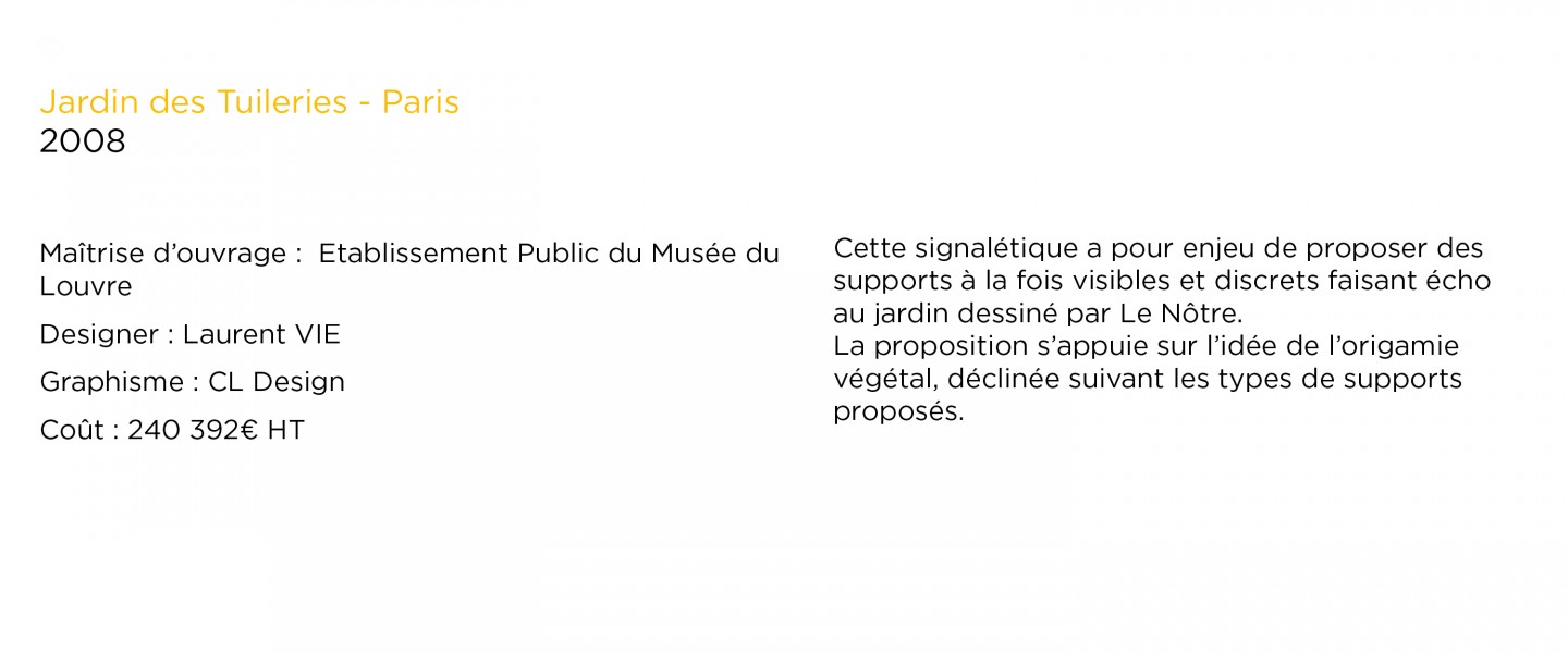 Laurent Vié - Signalétique du jardin des Tuileries